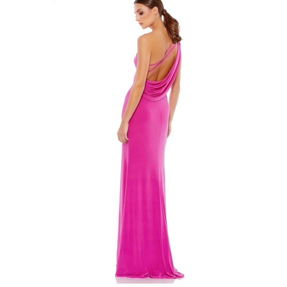 Mac Duggal candy pink 26512 jersey one should dress gown sz 6 - Picture 2 of 6